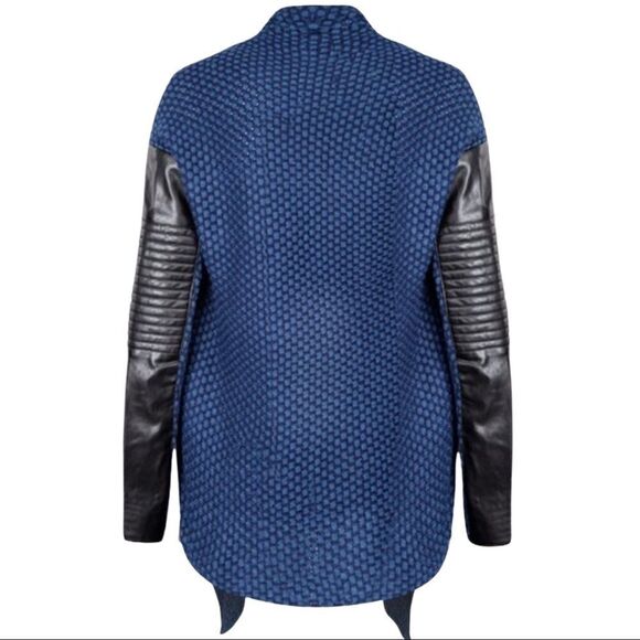 Devoted Leather Arm knitted Open Cardigan - Picture 5 of 8